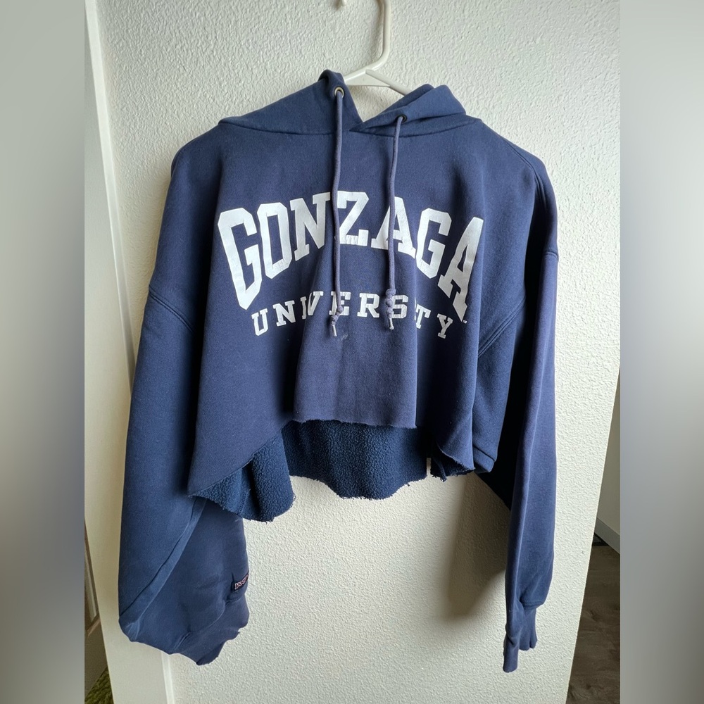 Jansport Cropped Hoodie Navy Blue Gonzaga University Women's Large